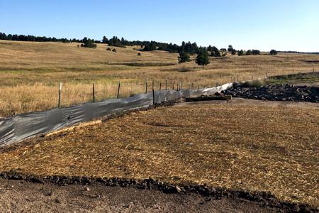 Clik to view full size Silt fence and erosion control blanket installed in Colorado Springs, Colorado