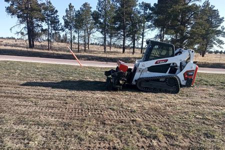 Drill Seeding black Forest, Colorado. Drill seeding a county Right of Way in Black Forest, Colorado