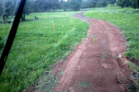 Excavating in Black Forest, Colorado. Trail building in a subdivision for people to walk around the community.