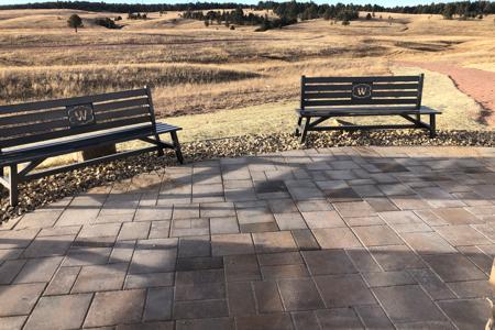 Click to view full size Installed benches around the patio we installed in Winsome, so people can sit around the fireplace we installed. Black Forest, Colorado