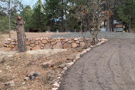 Click to view full size Boulder and segmental retaining wall in Monument, Colorado