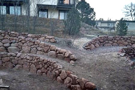 Click to view full size Boulder retaining walls in Monument, Colorado