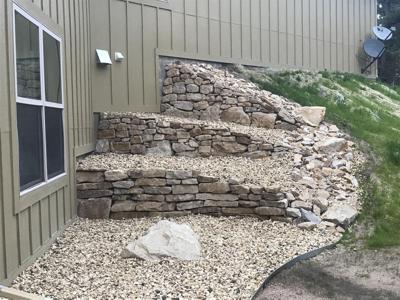 Click to view full size Siloam stone retaining wall in Black Forest Colorado
